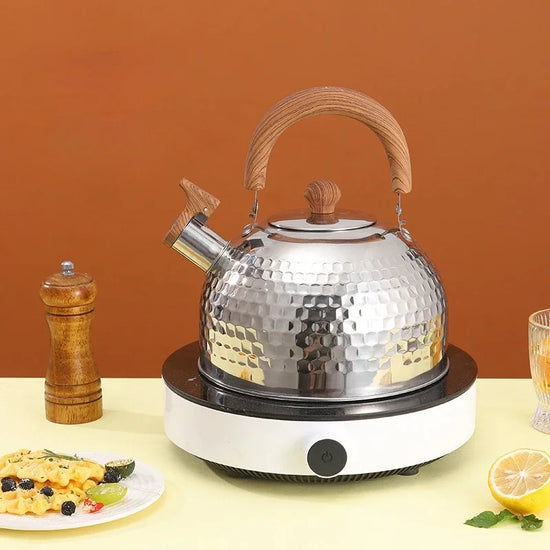 2/3/4L Whistling Kettle with Anti-scald Handle Rustproof Whistling Teakettle Stainless Steel Stove Top Home Kitchen Tea Kettle